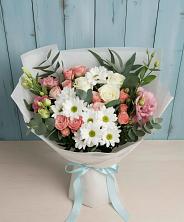 Букет цветов из:  Розы, Лизиантусы и Хризантемы в Ерёминской