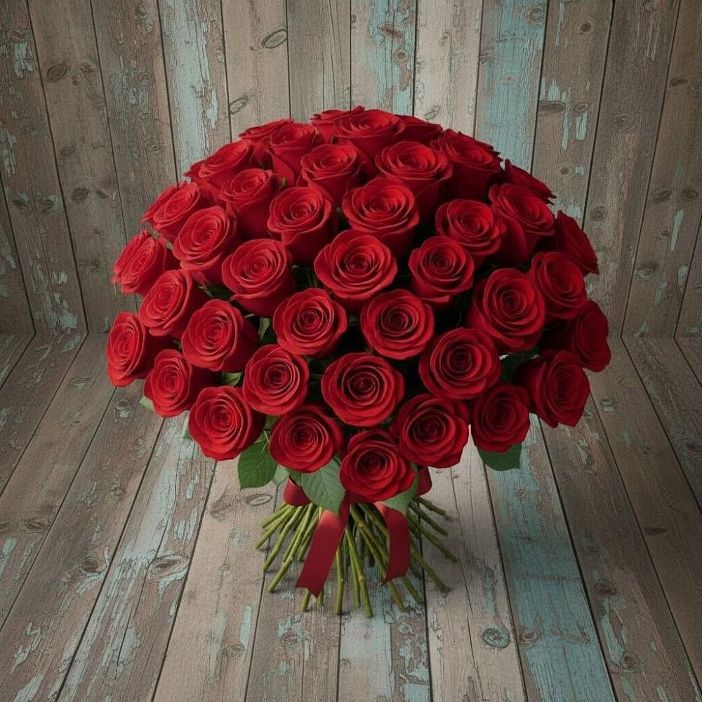 Букет 55 Красных роз Фридом в Ерёминской