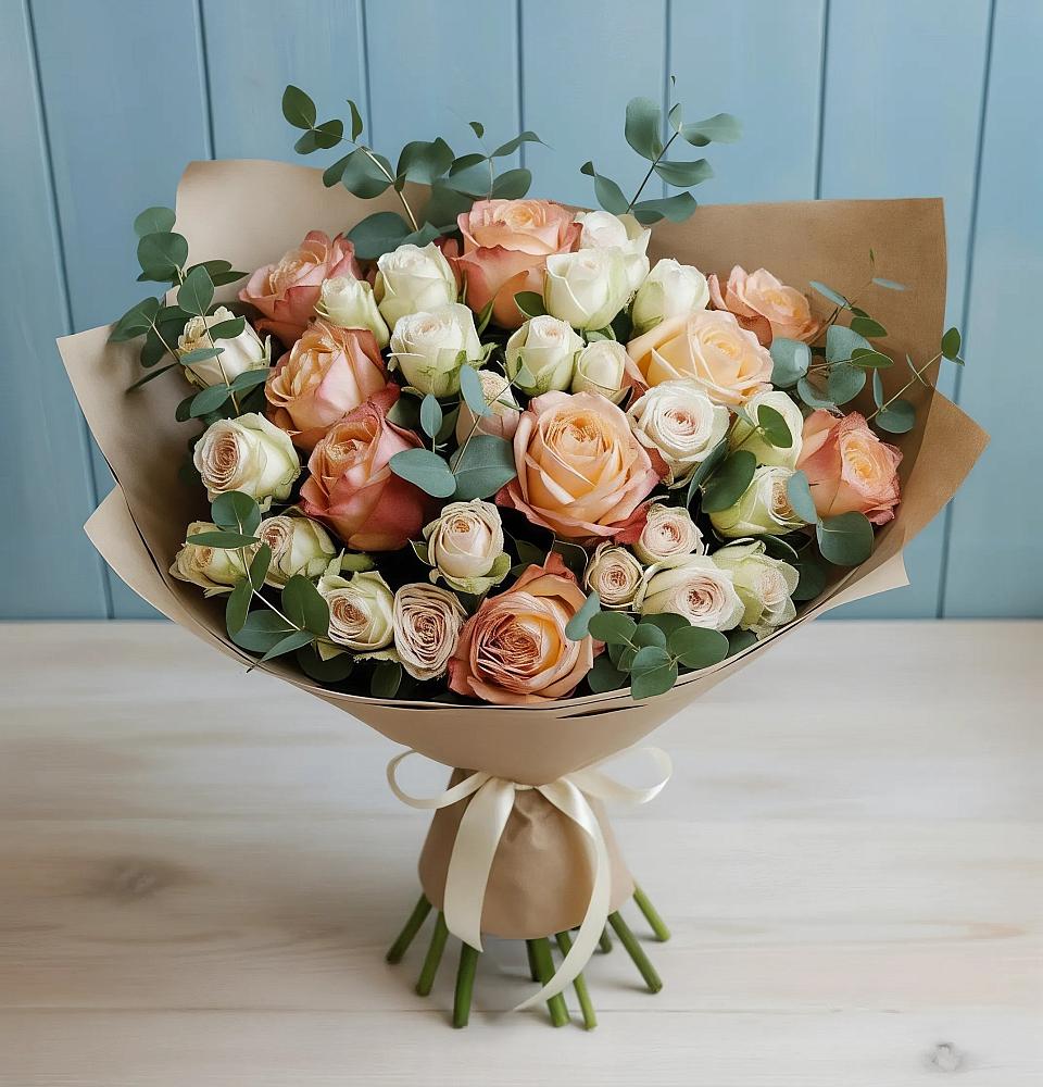 Букет цветов из: Альстромерии и Розы в Ерёминской