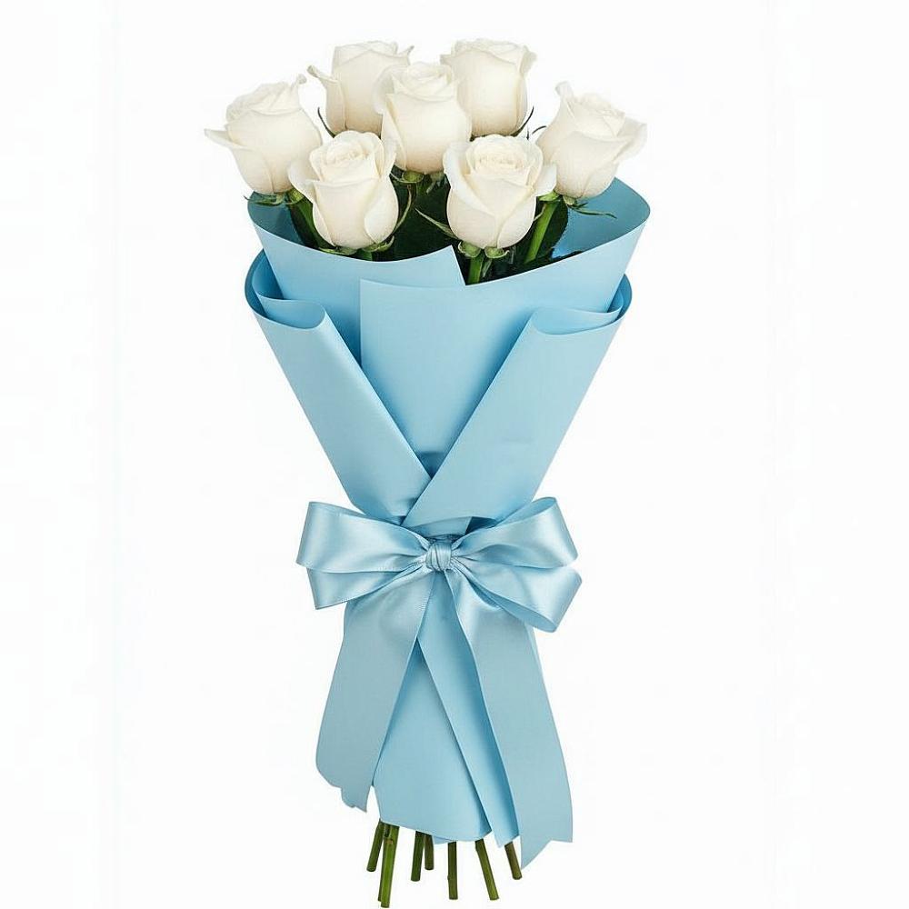 Букет 7 белых роз Проуд в Ерёминской