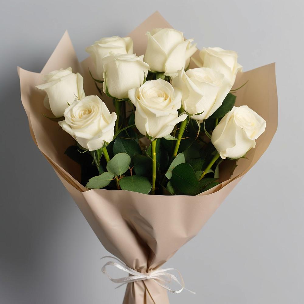 Букет 9 Белых роз Эдлесс Лав в Ерёминской