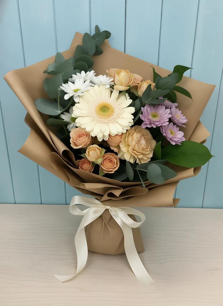 Букет цветов из: Герберы и Хризантемы в Ерёминской