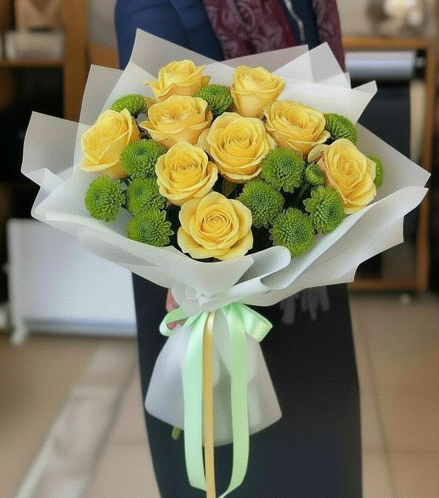 Букет цветов из: Хризантемы и Розы в Ерёминской