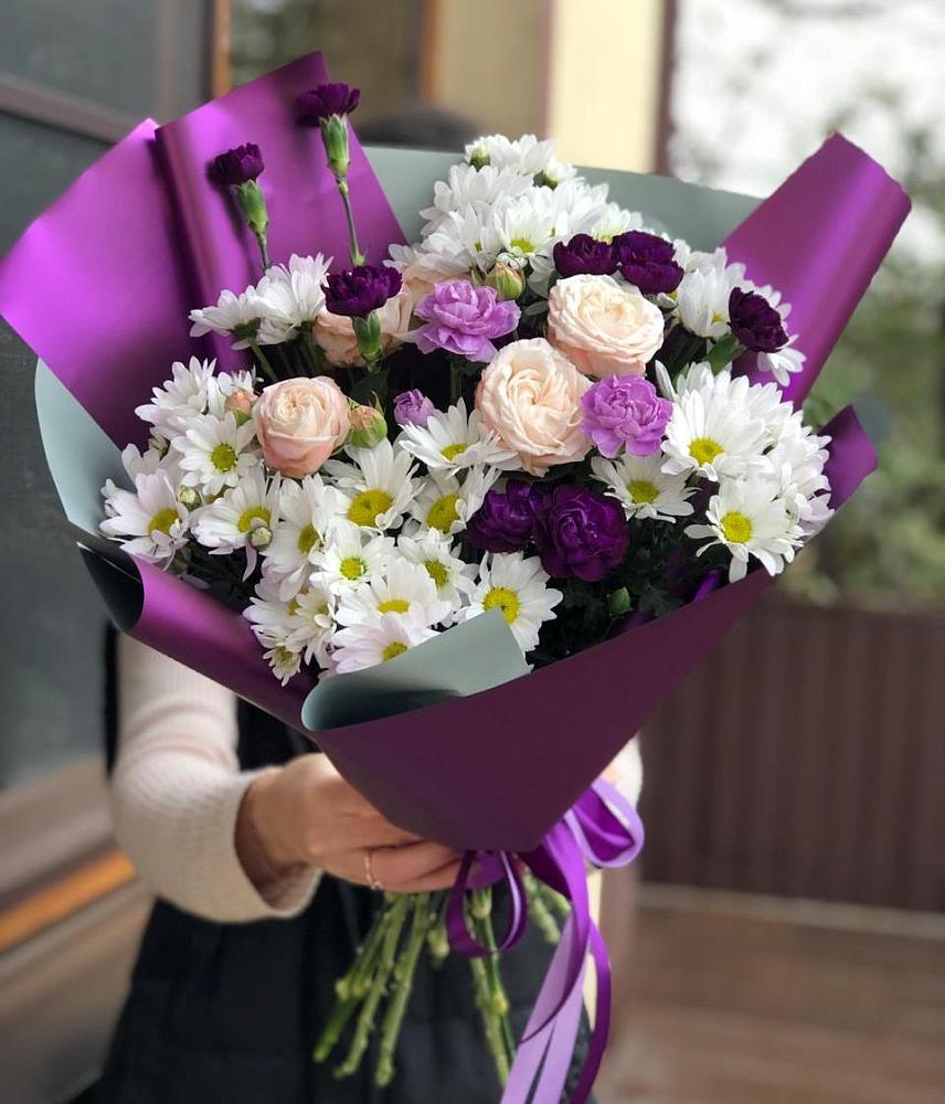Букет цветов из: Хризантемы, Гвоздики и Розы в Ерёминской