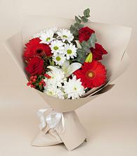 Букет цветов из:  Розы, Хризантемы, Герберы и Лилии #REPLACE_PRED# Ерёминской