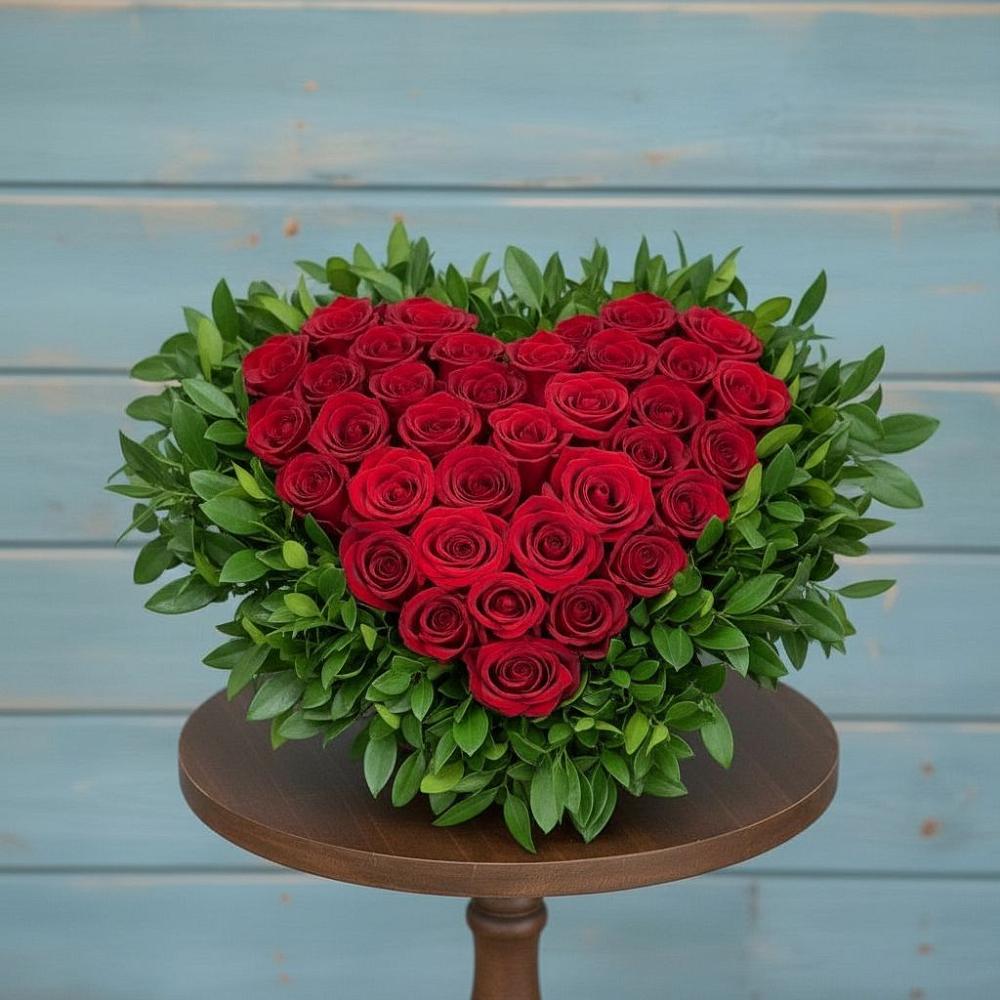 Цветочная композиция из Розы в виде сердца в Ерёминской