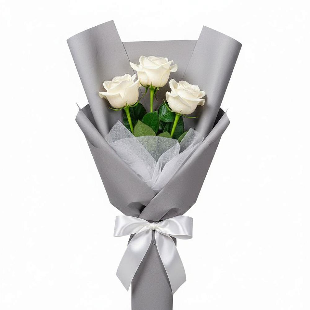 Букет 3 белые розы в Ерёминской