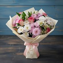 Букет цветов из:  Хризантемы, Альстромерии и Розы #REPLACE_PRED# Ерёминской