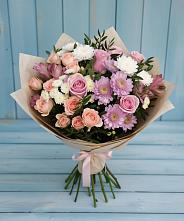 Букет цветов из:  Хризантемы, Розы и Альстромерии в Ерёминской