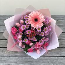 Букет цветов из:  Розы, Герберы и Хризантемы #REPLACE_PRED# Ерёминской