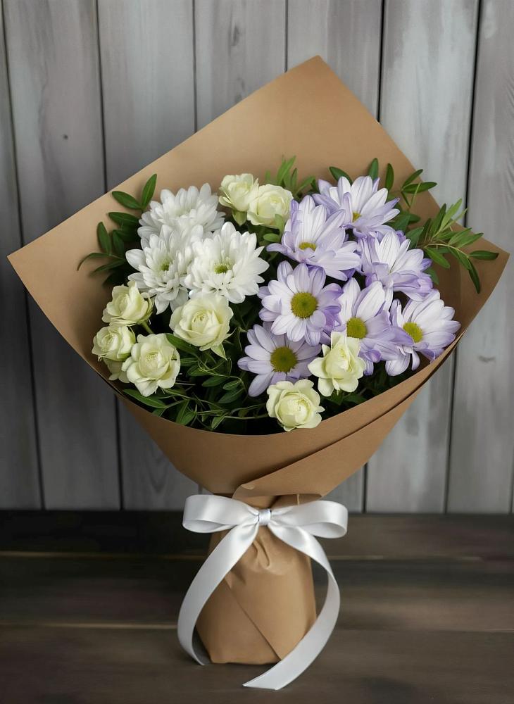 Букет цветов из: Хризантемы и Розы в Ерёминской
